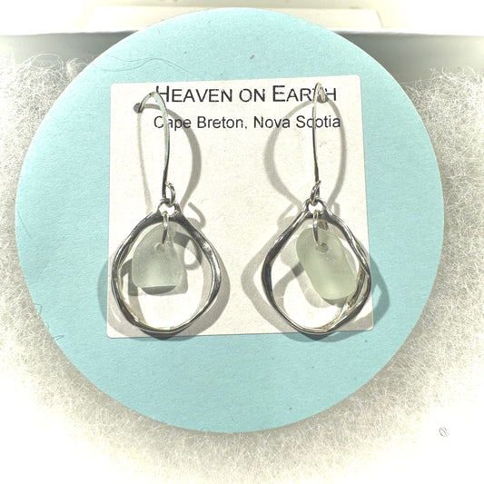 Heaven on Earth Earrings - Aqua Sea Glass from Cape Breton, Nova Scotia, Canada and Sterling Silver