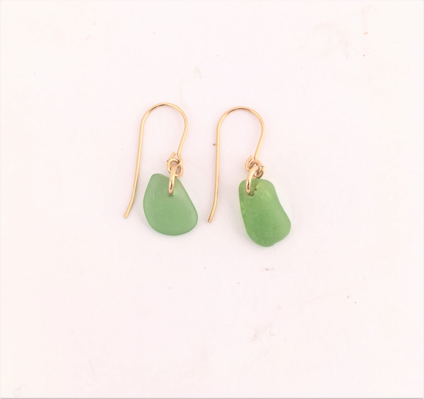 Shoreline Earrings - Green sea glass from Cape Breton, Nova Scotia, Canada on a 14K gold-filled hook