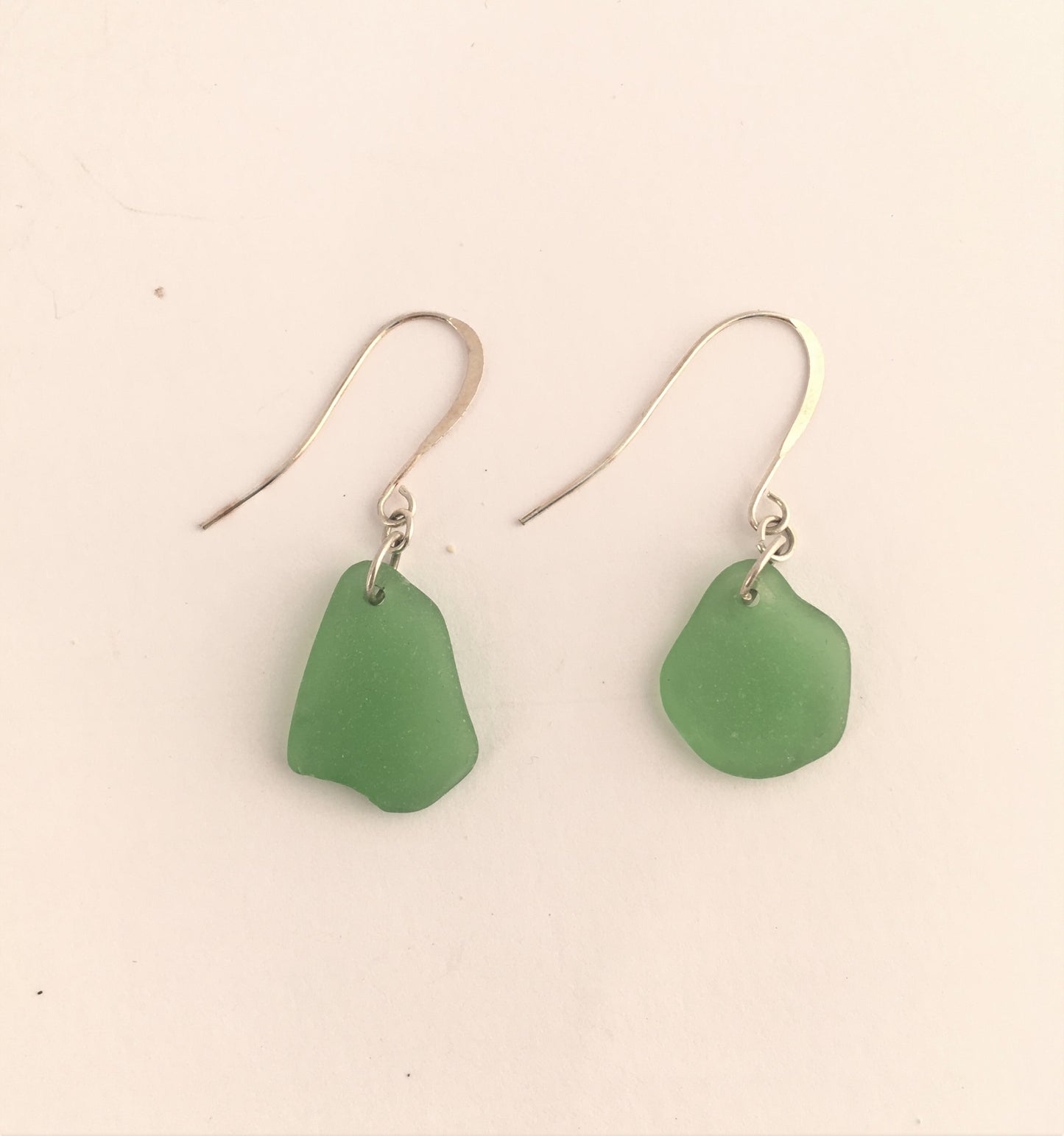 Shoreline Earrings - Green sea glass from Cape Breton, Nova Scotia, Canada on a hypoallergenic nickle-free hook