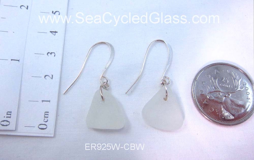 Shoreline Earrings: White sea glass from Cape Breton, Nova Scotia, Canada on a hypoallergenic nickle-free hook