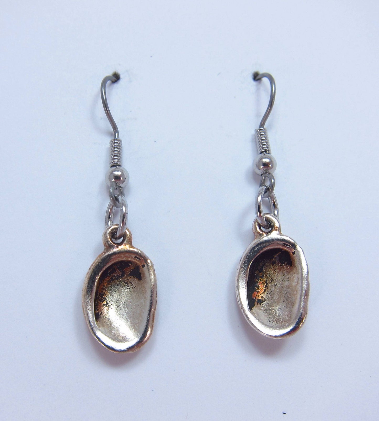 Charmed! Abalone shell earrings silver plate antique finish on hypoallergenic surgical steel hooks