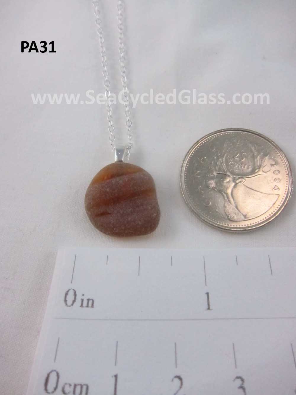 Shoreline Pendant - Cape Breton, Nova Scotia amber sea glass bottle top pendant with silverplate bail and 18" chain