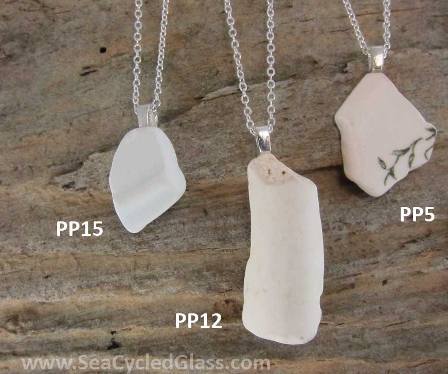 South Shore Nova Scotia sea pottery shard with silverplate bail and chain