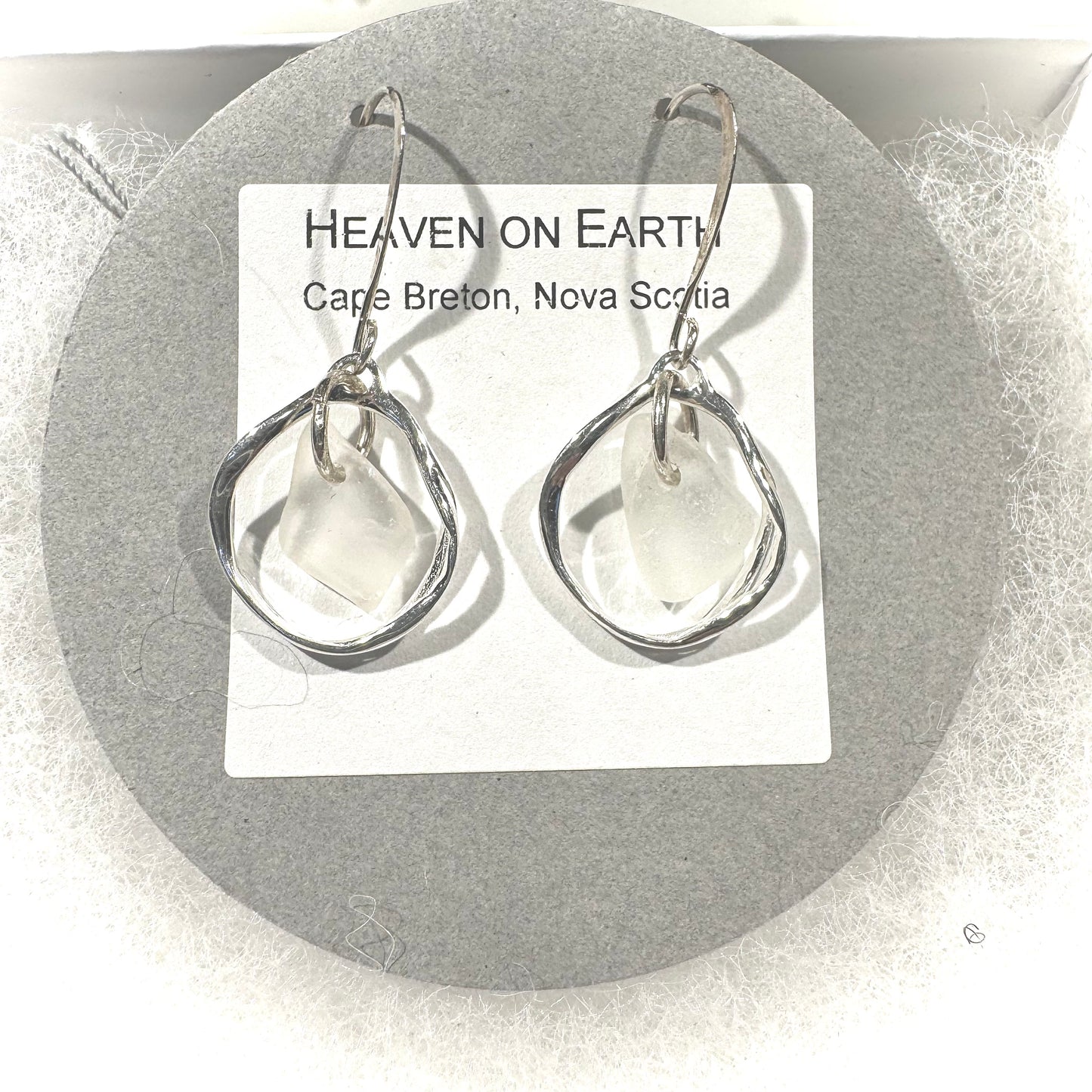 Heaven on Earth Earrings - White Sea Glass from Cape Breton, Nova Scotia, Canada and Sterling Silver