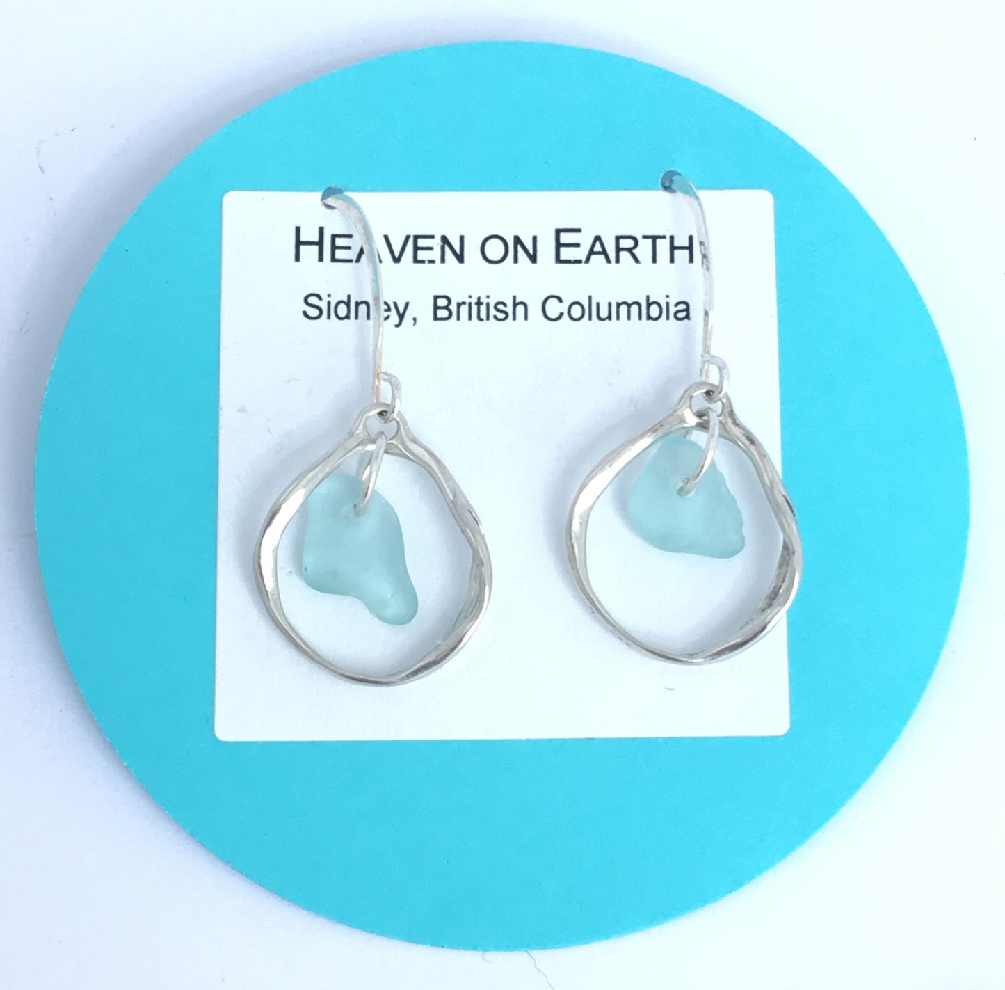 Heaven on Earth Earrings - Aqua Sea Glass from Sidney, British Columbia, Canada and Sterling Silver