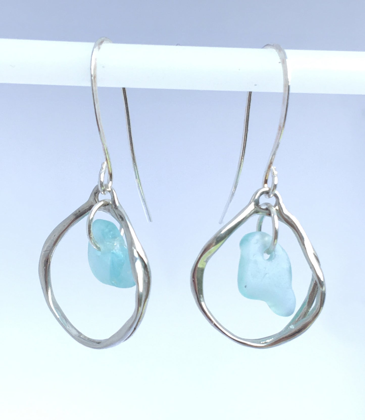 Heaven on Earth Earrings - Aqua Sea Glass from Sidney, British Columbia, Canada and Sterling Silver