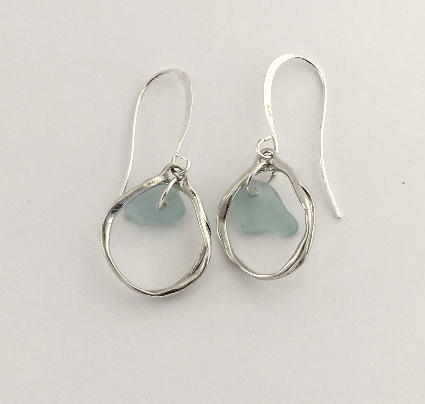 Heaven on Earth Earrings - Aqua Sea Glass from Sidney, British Columbia, Canada and Sterling Silver