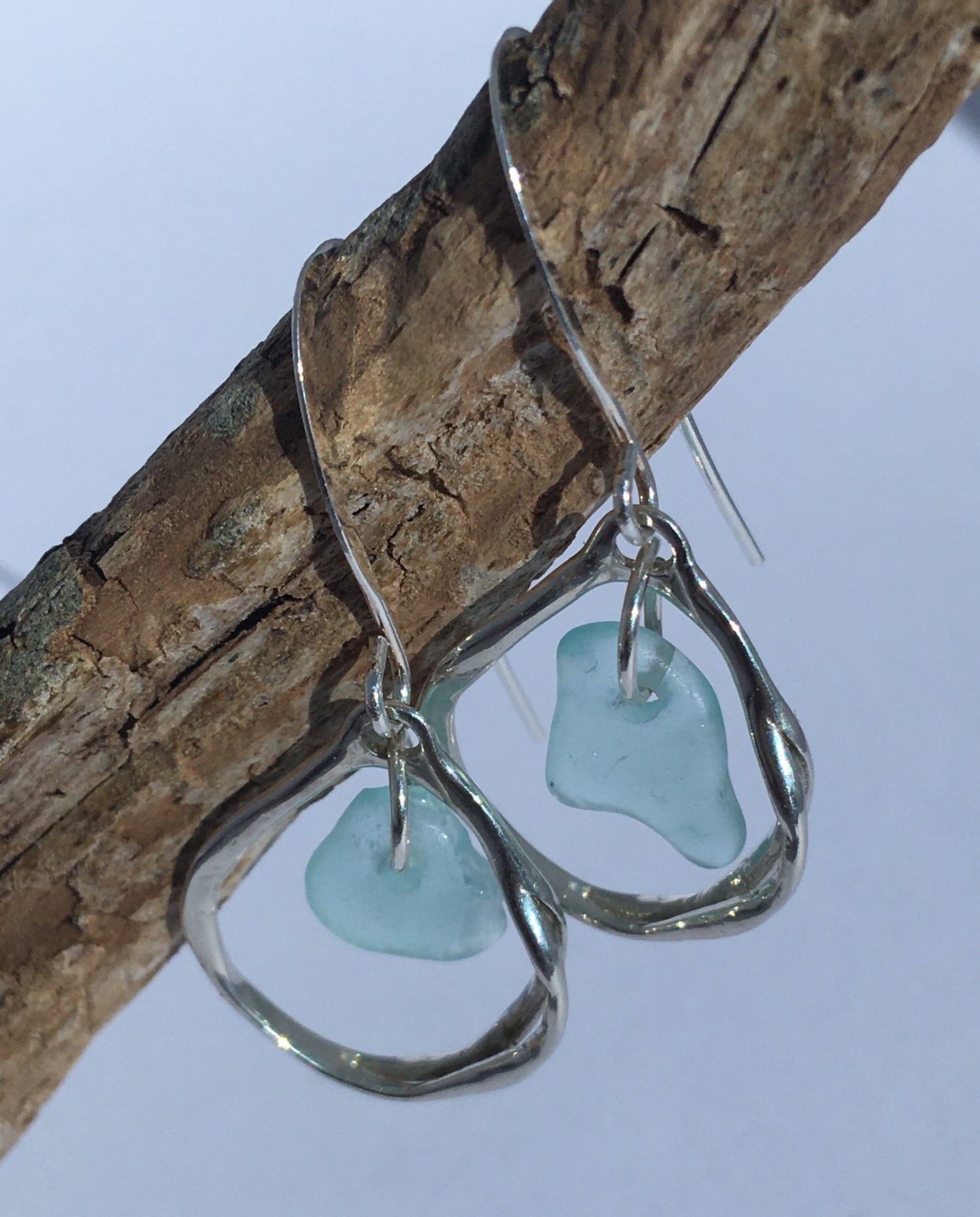 Heaven on Earth Earrings - Aqua Sea Glass from Sidney, British Columbia, Canada and Sterling Silver