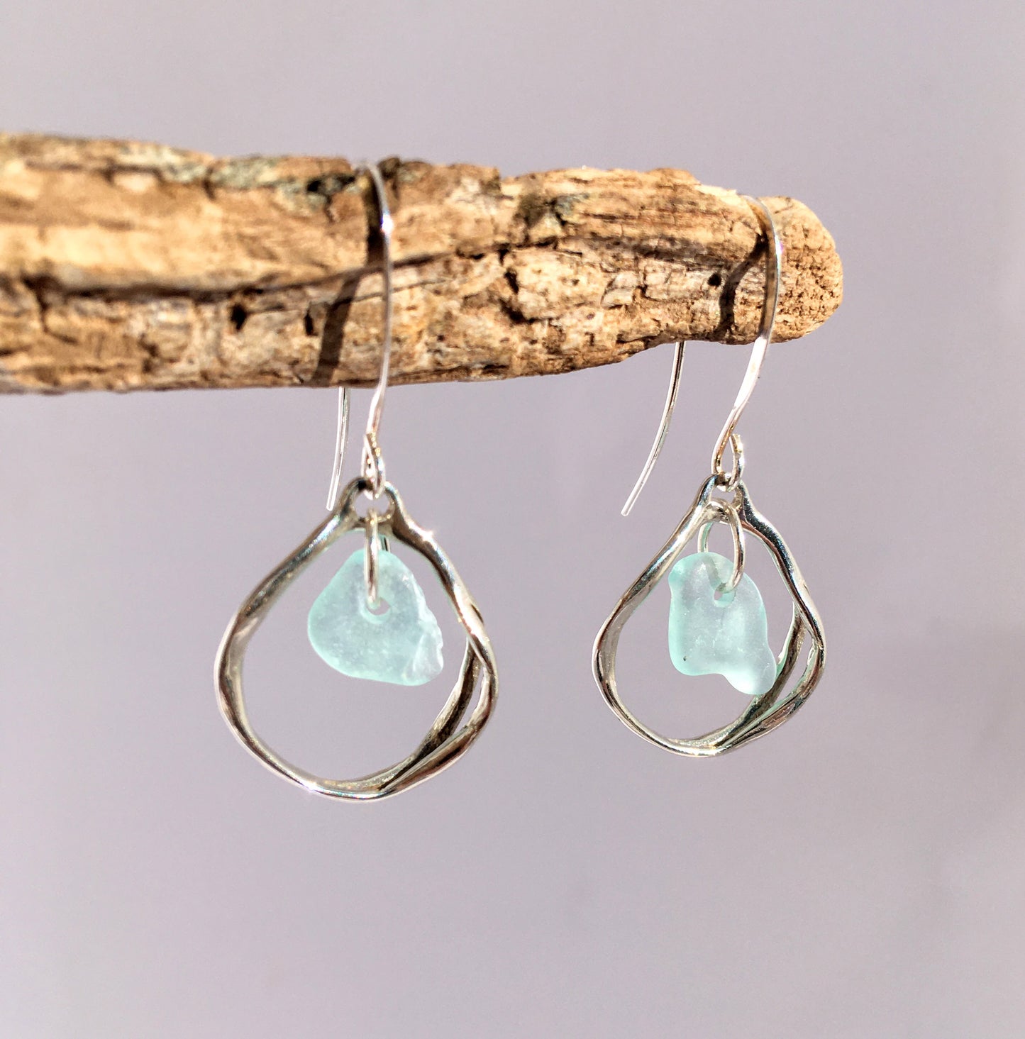 Heaven on Earth Earrings - Aqua Sea Glass from Sidney, British Columbia, Canada and Sterling Silver