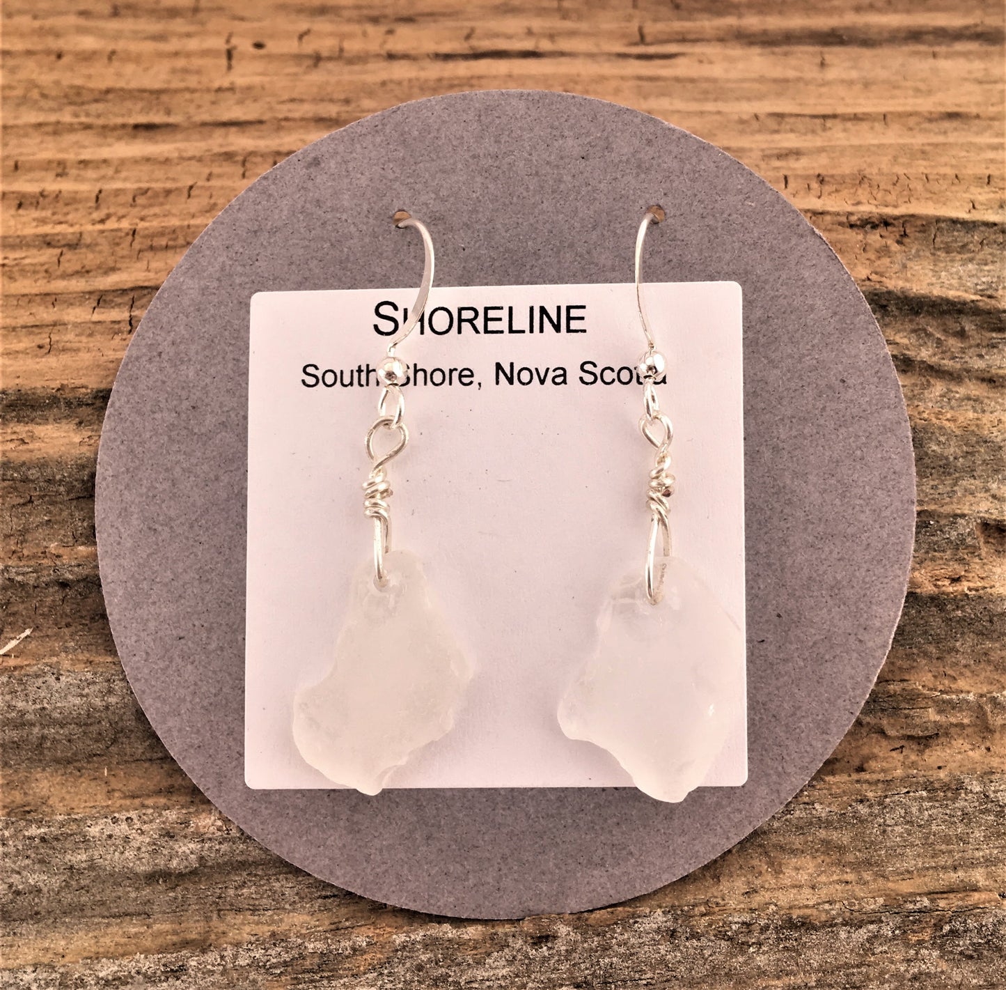 Shoreline Earrings: White sea glass from the South Shore of Nova Scotia, Canada on a hypoallergenic nickle-free hook