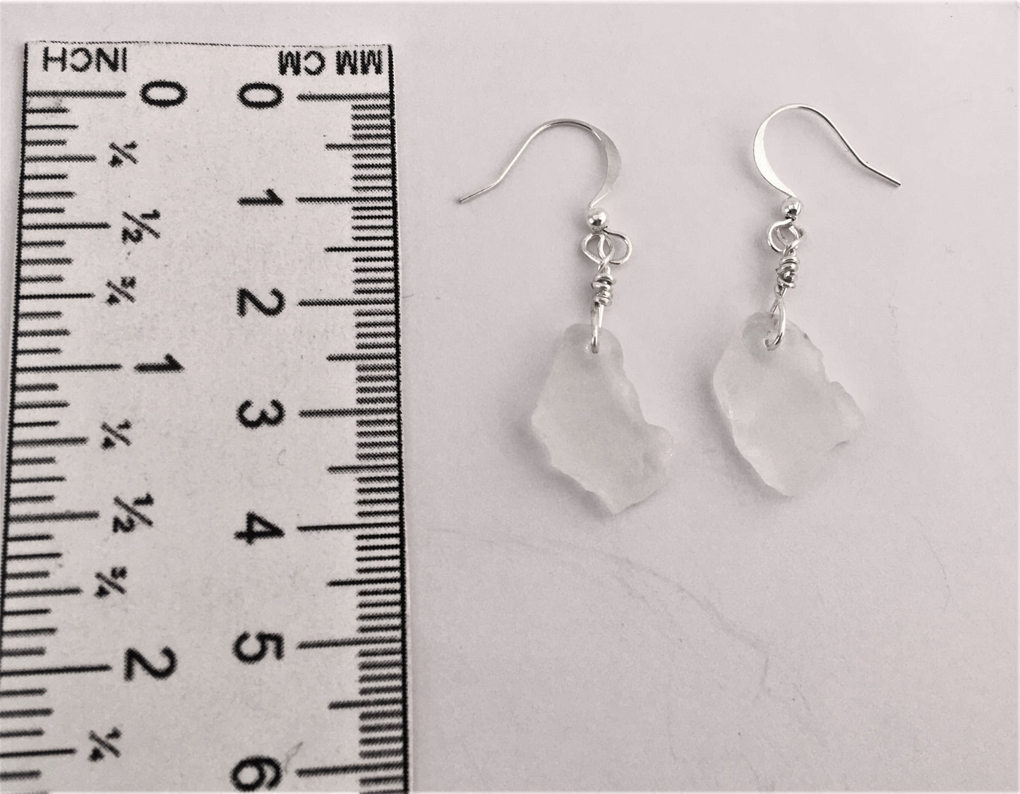 Shoreline Earrings: White sea glass from the South Shore of Nova Scotia, Canada on a hypoallergenic nickle-free hook