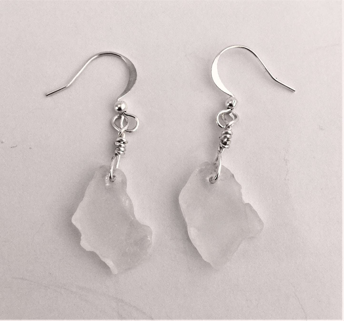 Shoreline Earrings: White sea glass from the South Shore of Nova Scotia, Canada on a hypoallergenic nickle-free hook