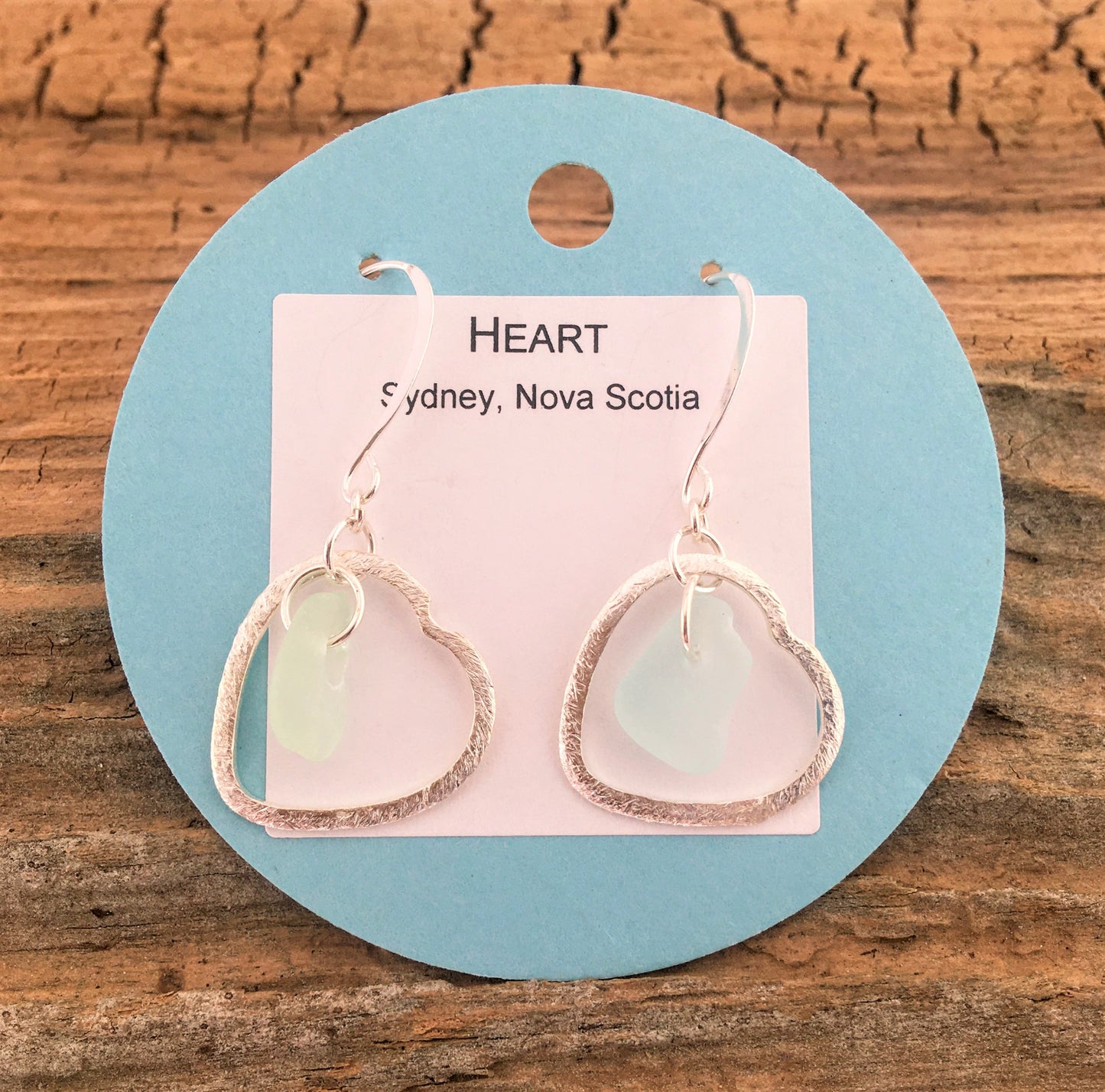 Heart Earrings - Aqua Sea Glass from Sydney, Cape Breton, Nova Scotia, Canada and Sterling Silver