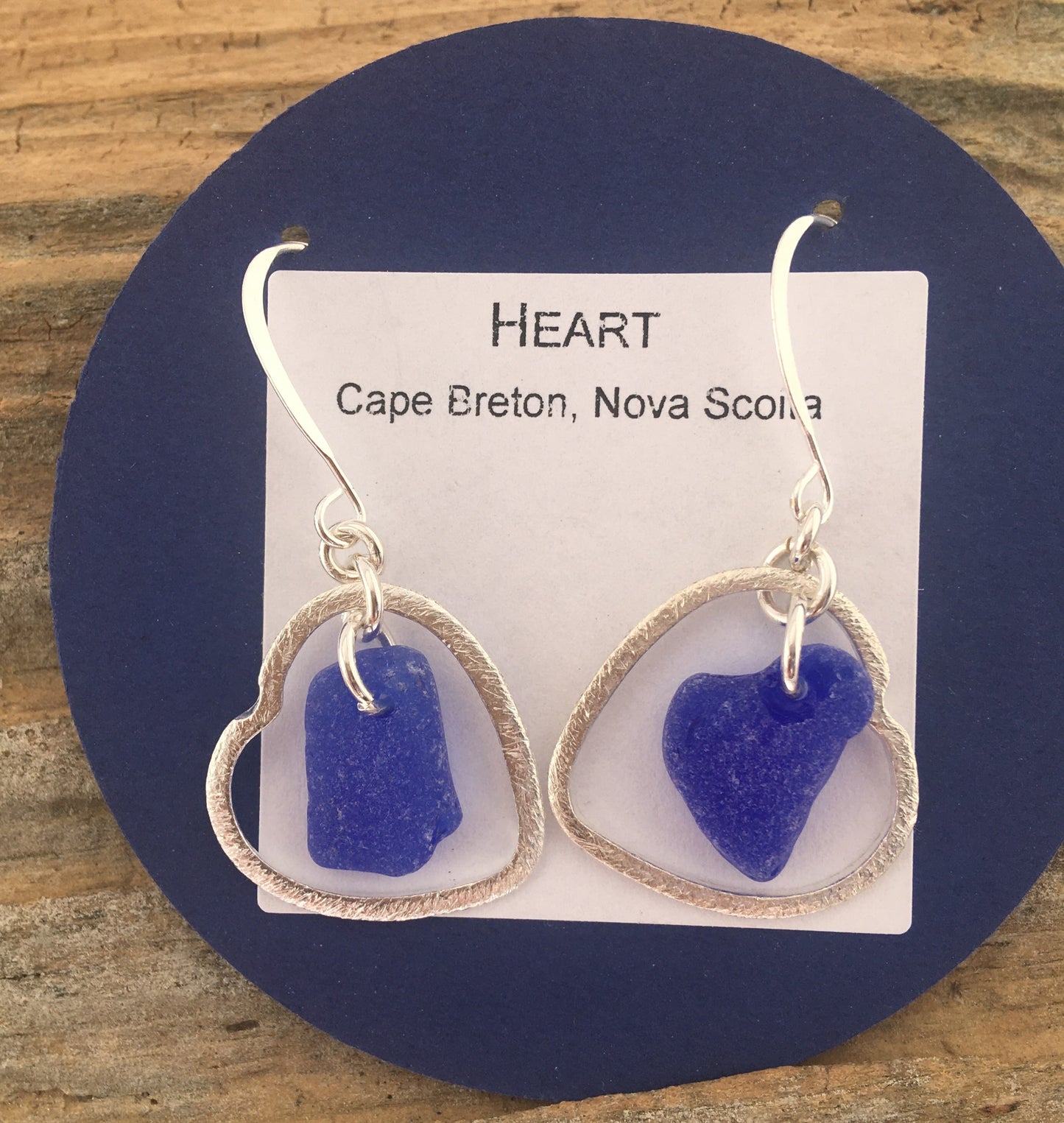 Heart Earrings - Cobalt Blue Sea Glass from Cape Breton, Nova Scotia, Canada and Sterling Silver