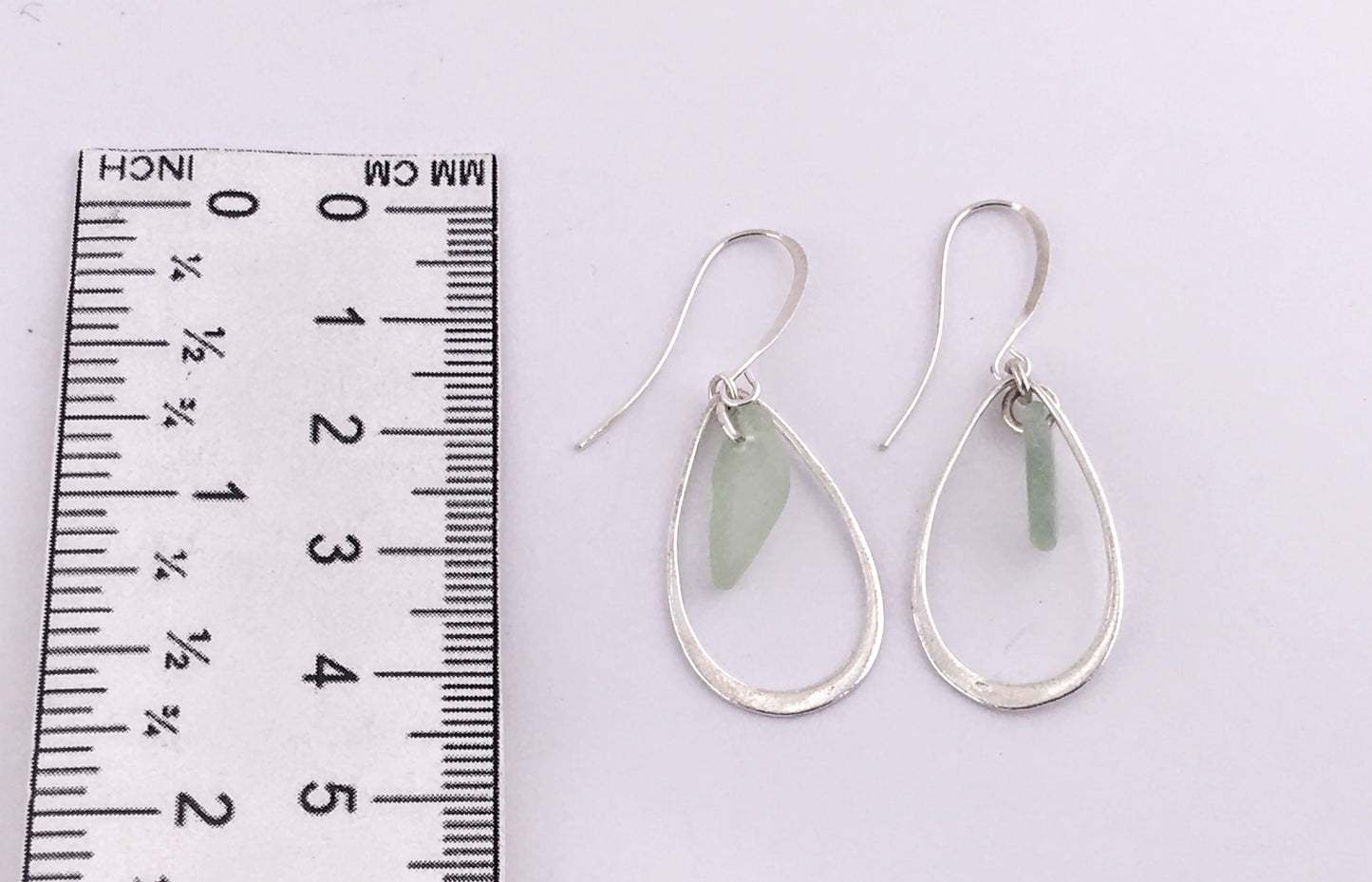 Mermaid's Tears Earrings - Aqua sea glass from Cape Breton, Nova Scotia, Canada with large solid sterling silver teardrop ovals