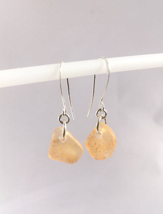 Shoreline Earrings: Rust colored sea glass from Northern California on a hypoallergenic nickle-free hook