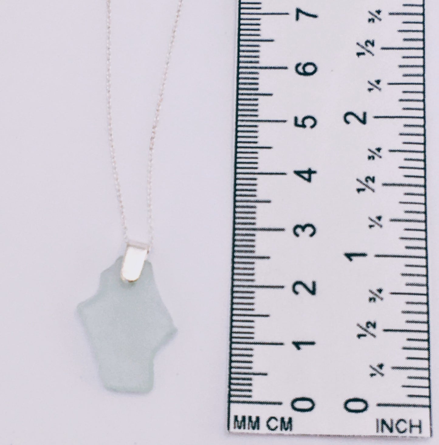 Shoreline Pendant - Pale aqua sea glass from the South shore of Nova Scotia, Canada with narrow smooth Sterling silver bail , on a chain