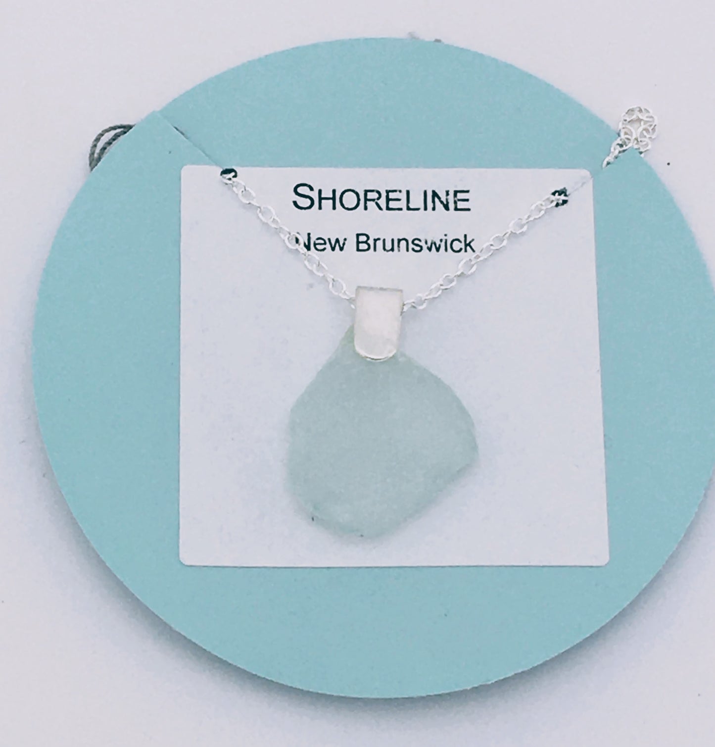 Shoreline Pendant - Pale aqua sea glass from New Brunswick, Canada with narrow smooth Sterling silver bail , on a chain