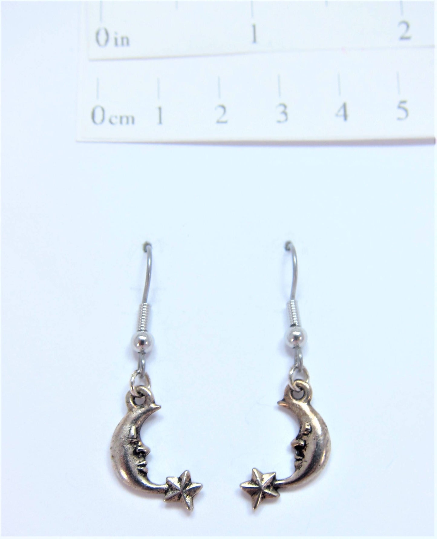 Charmed! Crescent moon earrings silver plate antique finish on hypoallergenic surgical steel hooks