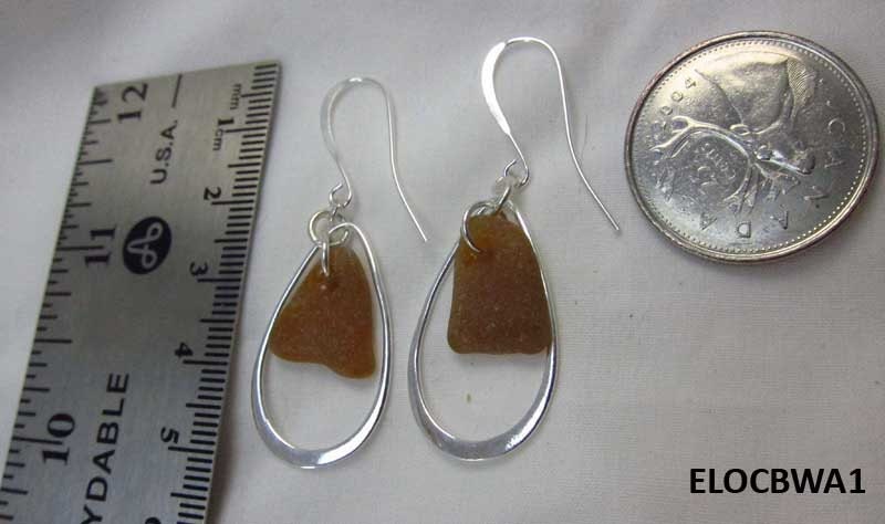 Mermaid's Tears Earrings - Amber sea glass from Cape Breton, Nova Scotia, Canada with large solid sterling silver teardrop ovals