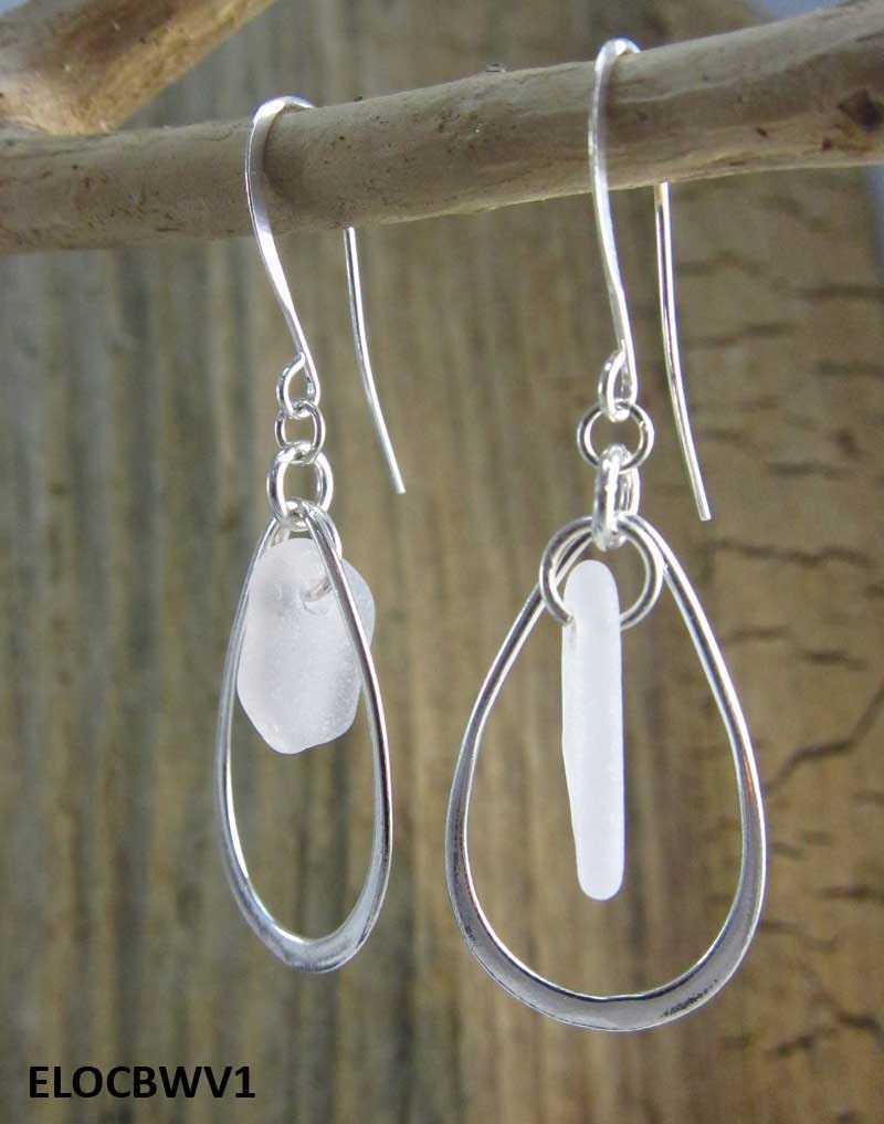 Mermaid's Tears Earrings - Violet sea glass from Cape Breton, Nova Scotia, Canada with large solid sterling silver teardrop ovals