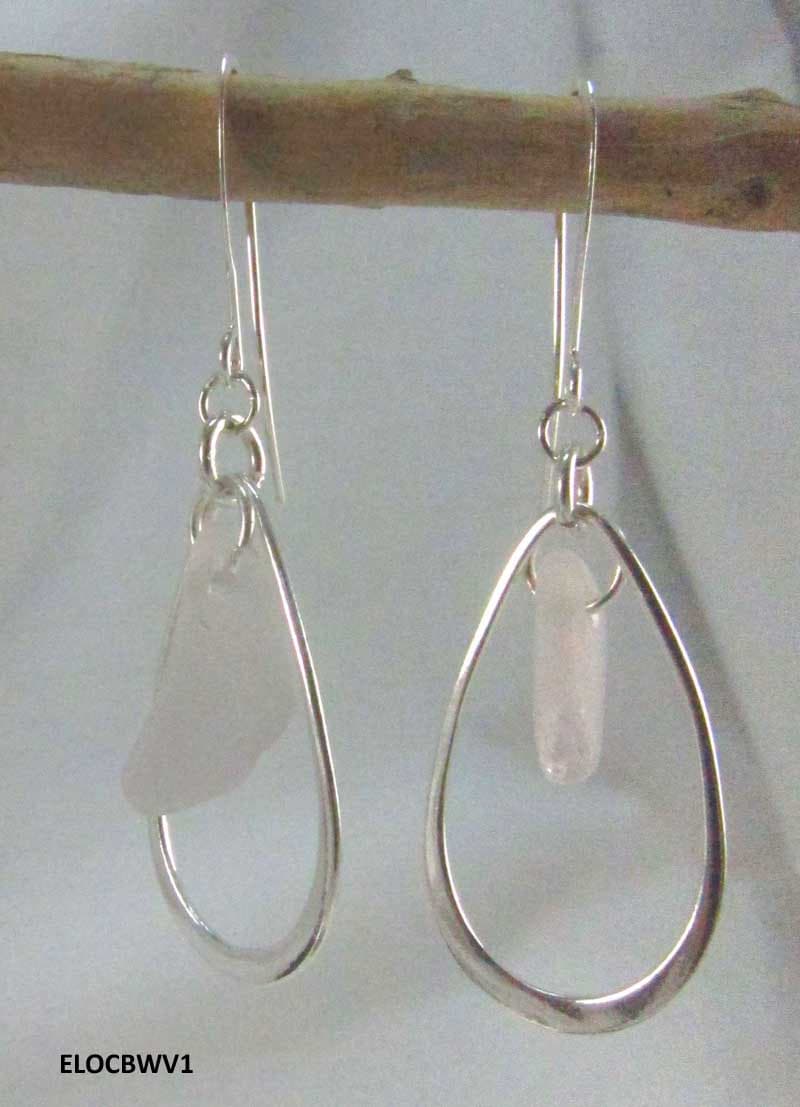 Mermaid's Tears Earrings - Violet sea glass from Cape Breton, Nova Scotia, Canada with large solid sterling silver teardrop ovals