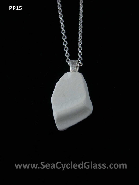 South Shore Nova Scotia sea pottery shard with silverplate bail and chain