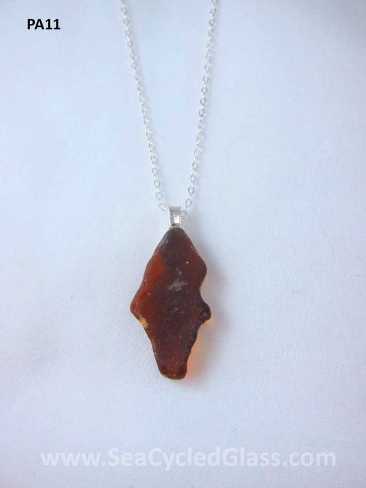 Shoreline Pendant - Nova Scotia South Shore amber sea glass with silverplate bail and 18" chain