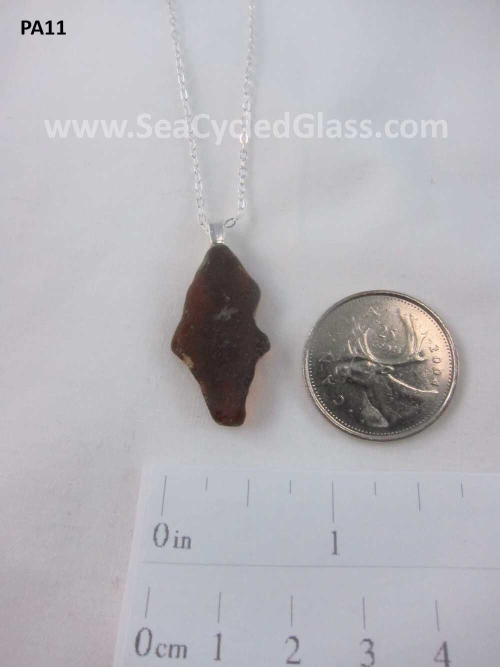 Shoreline Pendant - Nova Scotia South Shore amber sea glass with silverplate bail and 18" chain